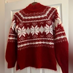 Abercrombie & Fitch Red Snowflake Turtleneck Sweater